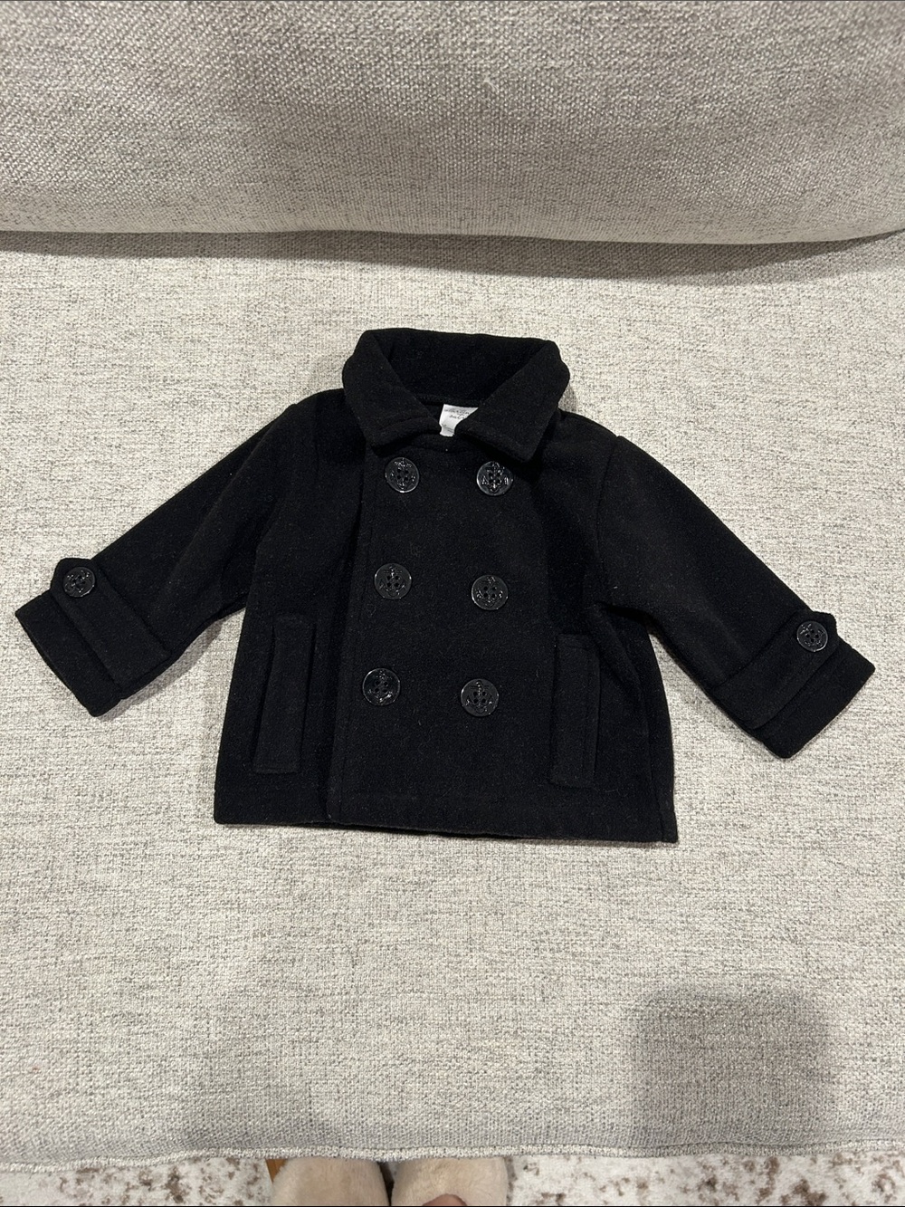 Starting Out Black Double-Breasted Pea Coat for Kids